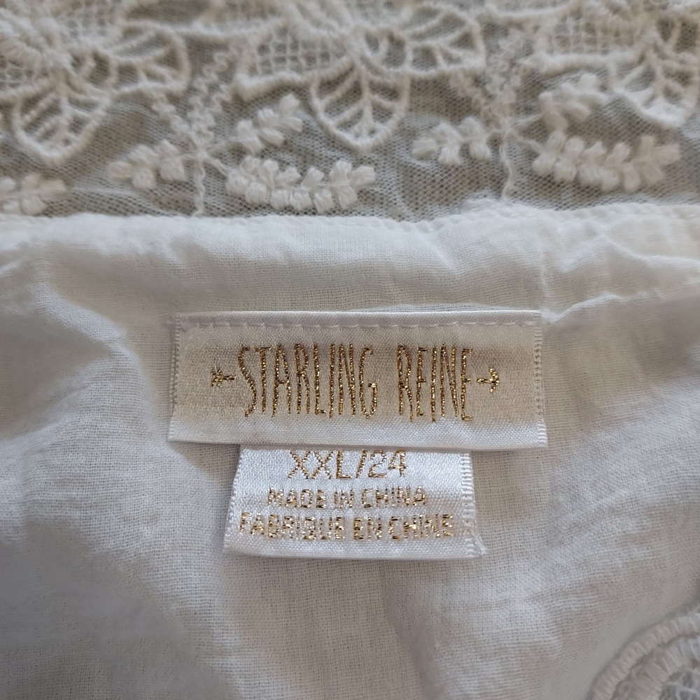 White Crinkle Lace Trim Tie Front‎ Cami Top XXL Boho Camisole Festival Romantic - Picture 6 of 6